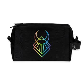 Multicolored Egyptian Moon Symbol - Recycled Toiletry Zip Bag - black - Front