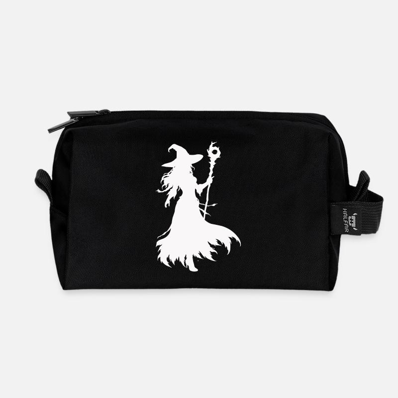 Hexen Silhouette mit Stab - Recycelte Kulturtasche - Schwarz