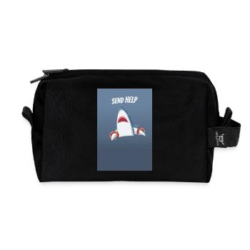 Send Help Lustiger Hai Humor Spruch - Recycelte Kulturtasche - Schwarz - Vorne