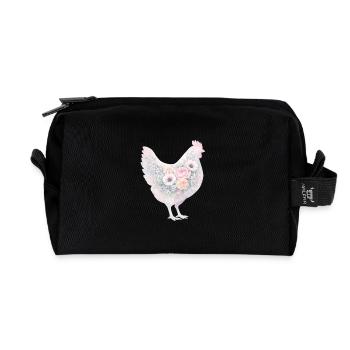 Peinture aquarelle de poule poule - Trousse de toilette en tissu recyclé - noir - Devant