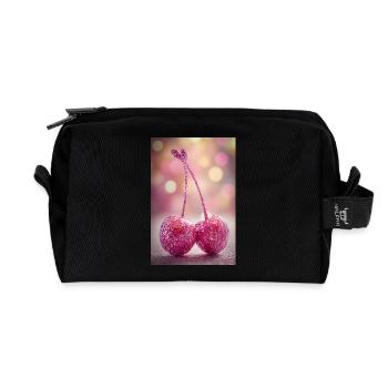 Pink Glitter Cherries Duo - Recycelte Kulturtasche - Schwarz - Vorne