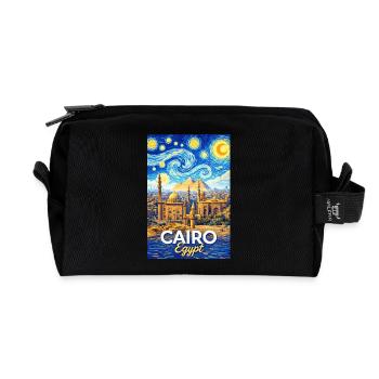 Cairo Nights: Pyramids and Stars - Recycled Toiletry Zip Bag - black - Front