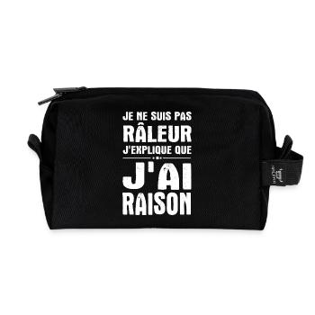 Je ne suis pas râleur j’explique que j’ai raison - Trousse de toilette en tissu recyclé - noir - Devant
