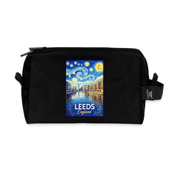 Leeds England Neon Starry Kanalzauber - Recycelte Kulturtasche - Schwarz - Vorne