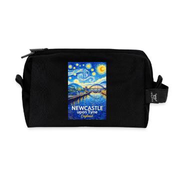 Newcastle Tyne Starry Sky Artwork - Recycled Toiletry Zip Bag - black - Front