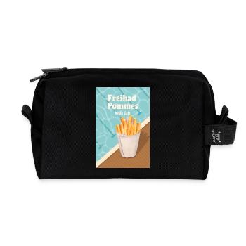 Freibad Pommes beste Zeit Retro Sommer - Recycelte Kulturtasche - Schwarz - Vorne