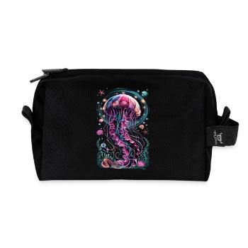 Glowing Jellyfish Underwater World Illustration - Recycled Toiletry Zip Bag - black - Front