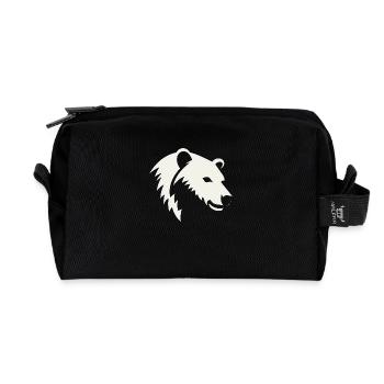 Silhouette d’ours d’une tête d’ours polaire - Trousse de toilette en tissu recyclé - noir - Devant