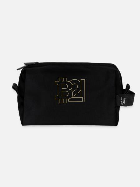 Bitcoin Silhouette Taschenformat - Recycelte Kulturtasche - Schwarz