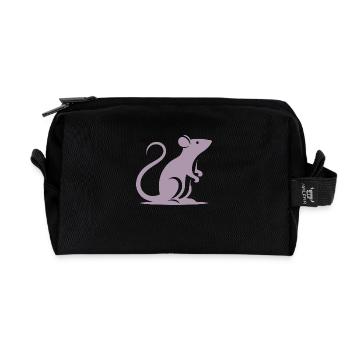 Minimalistische Ratte Maus Silhouette - Recycelte Kulturtasche - Schwarz - Vorne