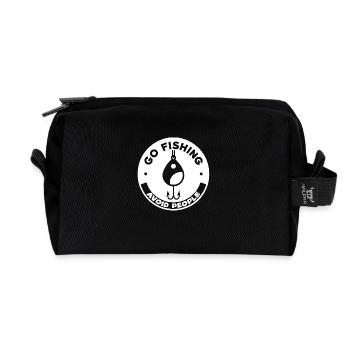 Go fishing, avoid people, rest by the water - Recycled Toiletry Zip Bag - black - Front