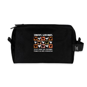 J’ai le plus beau graphique de poulets colorés - Trousse de toilette en tissu recyclé - noir - Devant