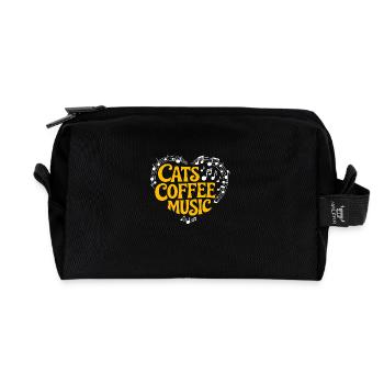 Ich liebe Katzen Kaffee und Musik - Recycelte Kulturtasche - Schwarz - Vorne