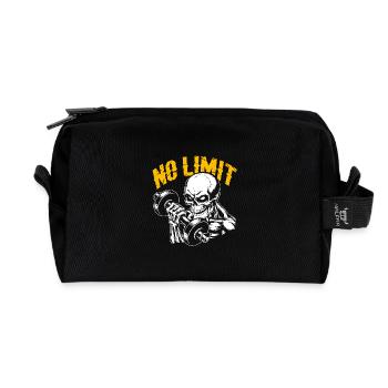 No Limit Workout Bodybuilding Skull mit Hantel - Recycelte Kulturtasche - Schwarz - Vorne