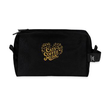 Ich liebe Katzen Kaffee und Musik - Recycelte Kulturtasche - Schwarz - Vorne
