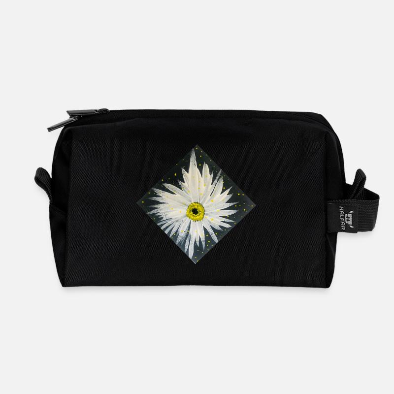 Edelweiss-black-white design - Recycled Toiletry Zip Bag - black