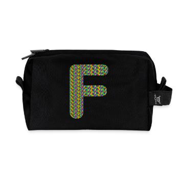 Buntes Herz-F Design – Einzigartig & Stylisch! - Recycelte Kulturtasche - Schwarz - Vorne