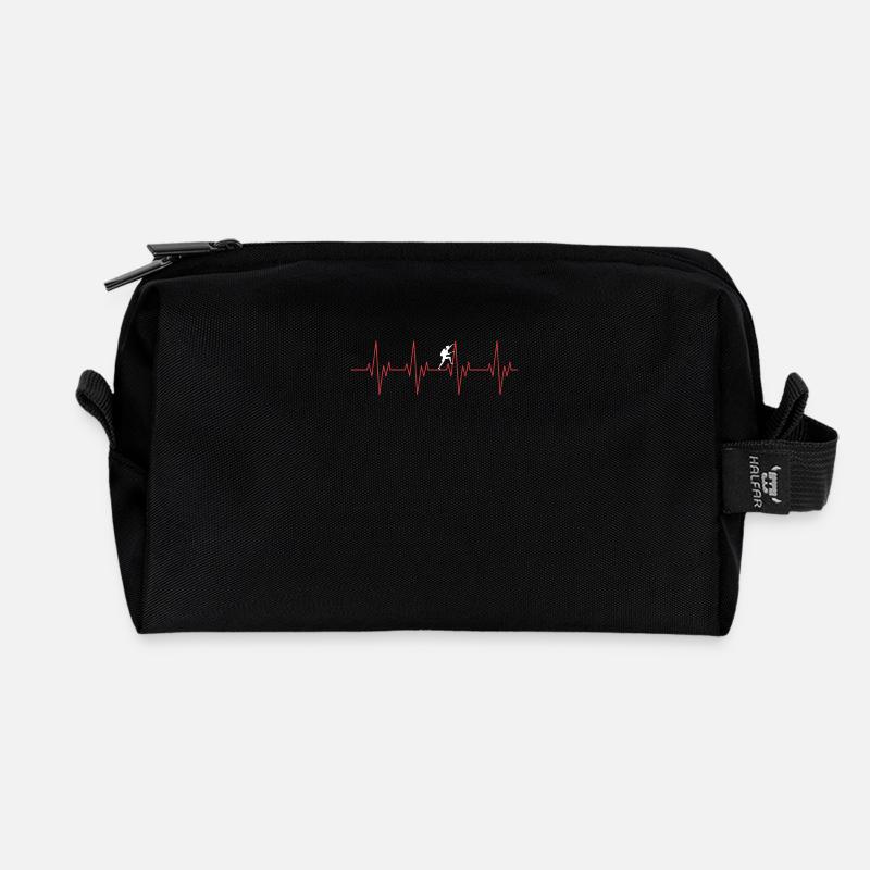 Climbing heartbeat - Recycled Toiletry Zip Bag - black