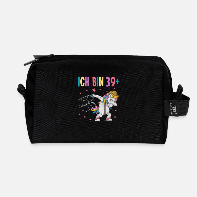 40 Jahre Einhorn ich bin 39+ 40. Geburtstag - Recycelte Kulturtasche - Schwarz