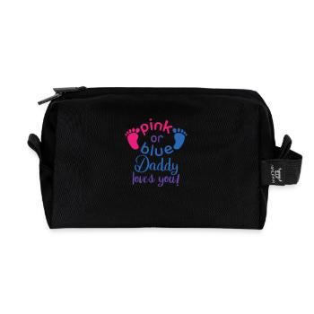 Pink Or Blue Daddy Loves You, Gender Reveal Gift - Recycled Toiletry Zip Bag - black - Front