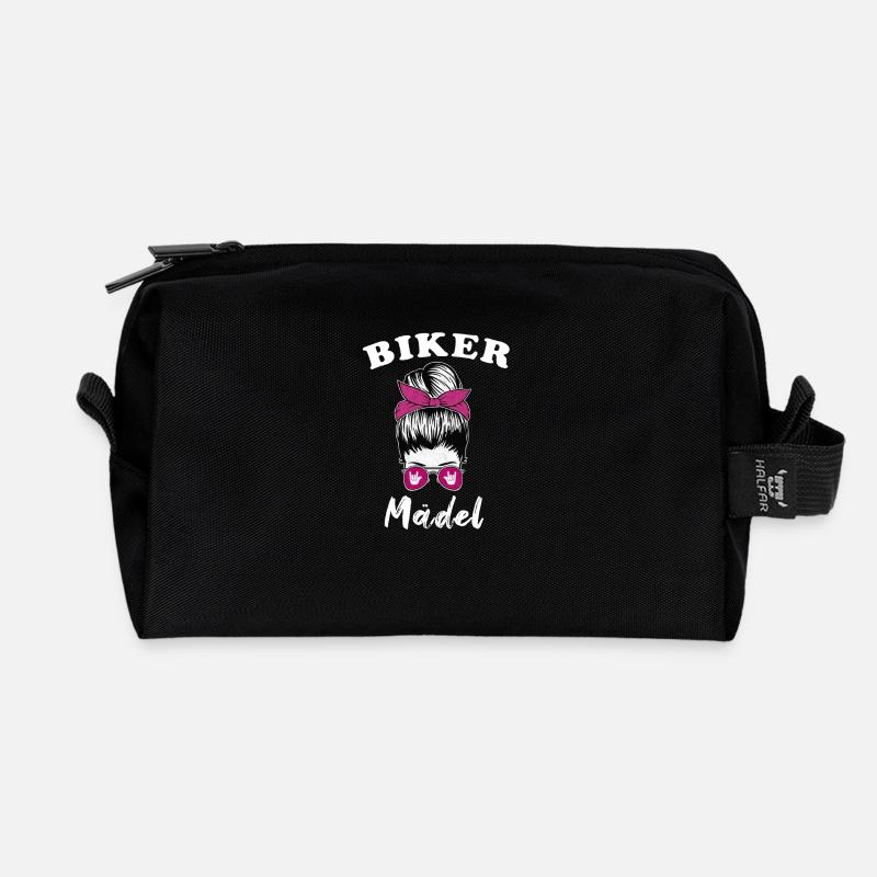 Biker Mädel Lady Motorrad Bikerin - Recycelte Kulturtasche - Schwarz