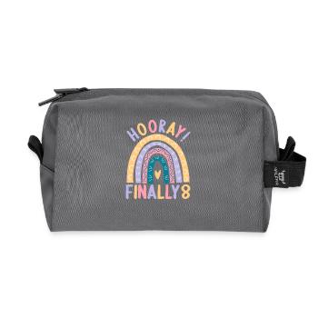 8 years Rainbow Rainbow 8th birthday - Recycled Toiletry Zip Bag - anthracite - Front