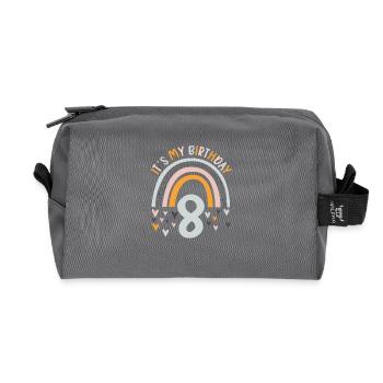 8 years Rainbow Rainbow 8th birthday - Recycled Toiletry Zip Bag - anthracite - Front