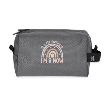 8 years Rainbow Rainbow 8th birthday - Recycled Toiletry Zip Bag - anthracite - Front