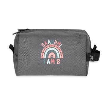 8 years Rainbow Rainbow 8th birthday - Recycled Toiletry Zip Bag - anthracite - Front