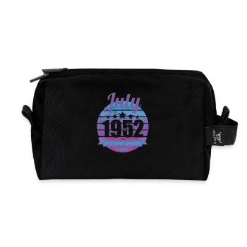 Born July 1952 70 years 70s 70th birthday - Recycled Toiletry Zip Bag - black - Front