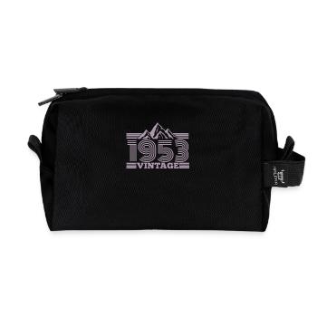 Anniversaire avec des montagnes pour le millésime 1953 - Trousse de toilette en tissu recyclé - noir - Devant