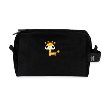 Cute kawaii giraffe - Recycled Toiletry Zip Bag - black - Front