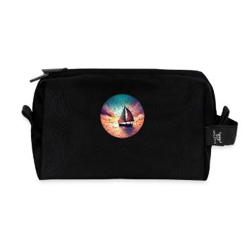 Le voilier navigue dans le sunset grunge - Trousse de toilette en tissu recyclé - noir - Devant