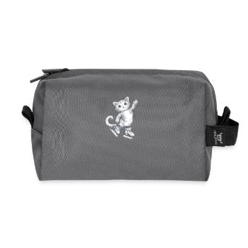 Cat on skates drawing - Recycled Toiletry Zip Bag - anthracite - Front