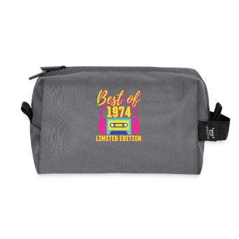 49th Birthday Best of 1974 Cassette Tape Retro 80s - Recycled Toiletry Zip Bag - anthracite - Front