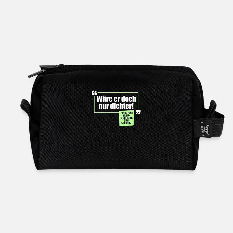 Wäre er doch nur Dichter Grammatik Wortwitz - Recycelte Kulturtasche - Schwarz
