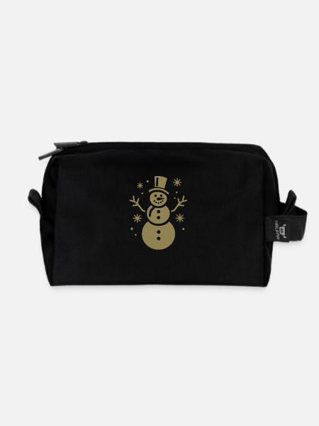 Bonhomme de neige Silhouette Minimaliste - Trousse de toilette en tissu recyclé - noir