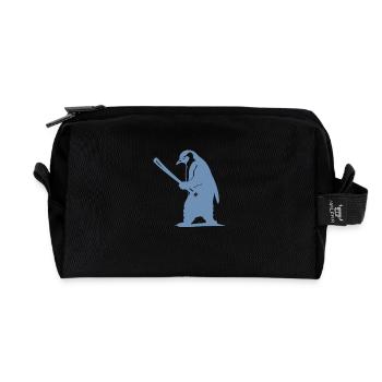 Penguin Baseball Player Silhouette - Recycled Toiletry Zip Bag - black - Front