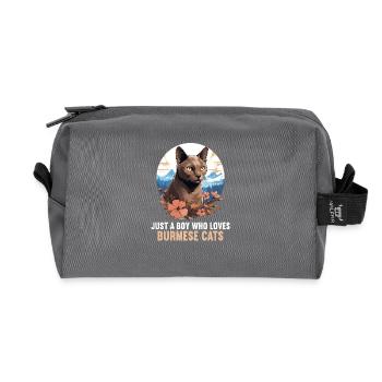 Burmese Cat Burma Katze - Recycled Toiletry Zip Bag - anthracite - Front