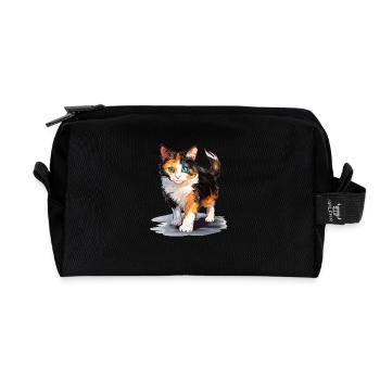 Chat calicot Chat porte-bonheur - Trousse de toilette en tissu recyclé - noir - Devant