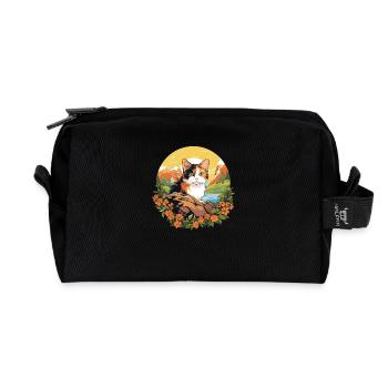 Chat calicot Chat porte-bonheur - Trousse de toilette en tissu recyclé - noir - Devant