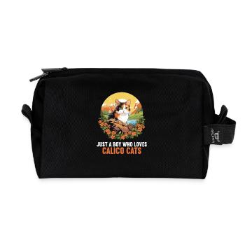 Chat calicot Chat porte-bonheur - Trousse de toilette en tissu recyclé - noir - Devant