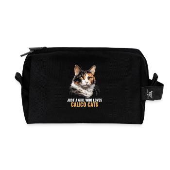 Chat calicot Chat porte-bonheur - Trousse de toilette en tissu recyclé - noir - Devant