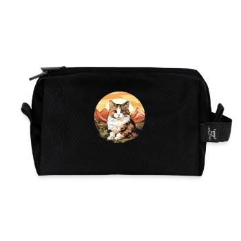 Chat calicot Chat porte-bonheur - Trousse de toilette en tissu recyclé - noir - Devant