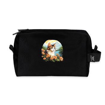 Chat calicot Chat porte-bonheur - Trousse de toilette en tissu recyclé - noir - Devant