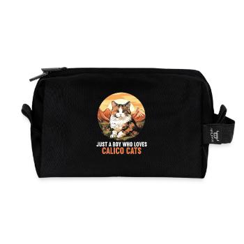 Chat calicot Chat porte-bonheur - Trousse de toilette en tissu recyclé - noir - Devant