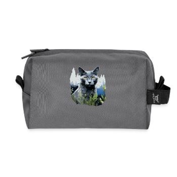 Chat bleu russe Russisch Blau Katze - Trousse de toilette en tissu recyclé - anthracite - Devant