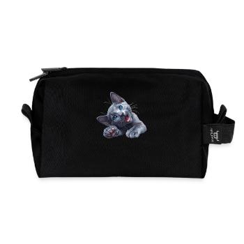 Russian Blue Cat Russisch Blau Katze - Recycled Toiletry Zip Bag - black - Front