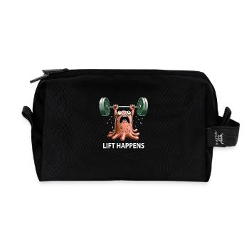Amoeba Weightlifting Dumbbell Training Workout - Recycled Toiletry Zip Bag - black - Front
