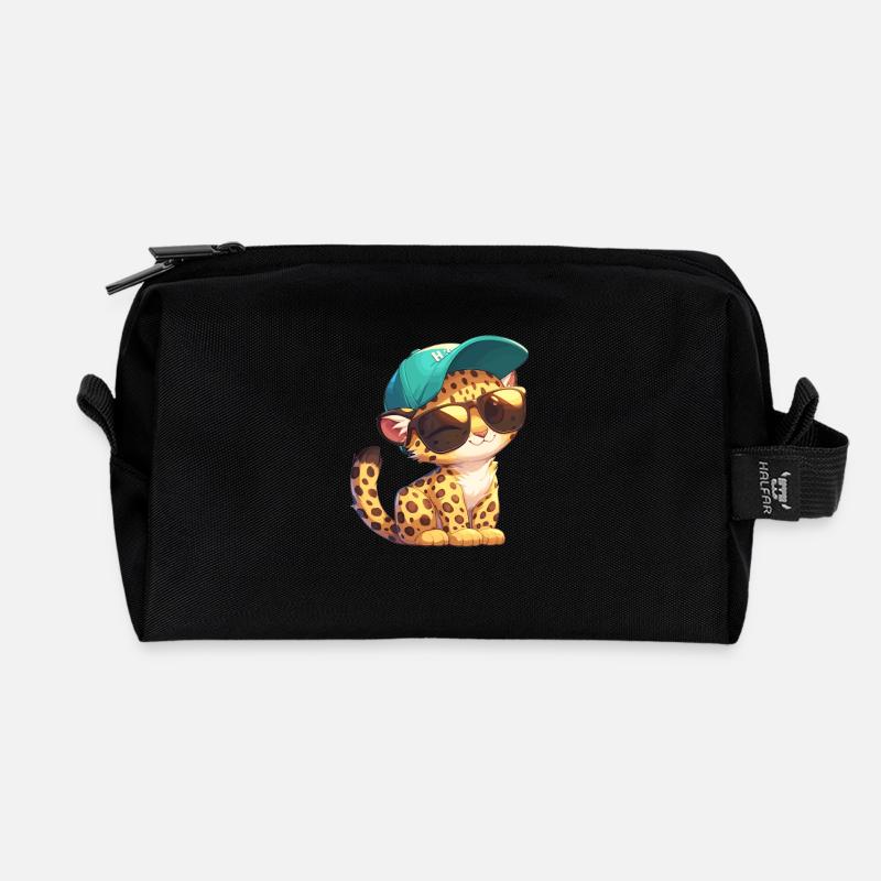Leoparden Leopard - Recycelte Kulturtasche - Schwarz